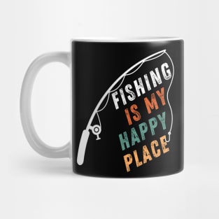 Fishing Quote Fishing Is My Happy Place Vintage Mug